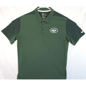 New York Jets Polo Shirt Mens Large Green NFL Football Nike Dri Fit Training